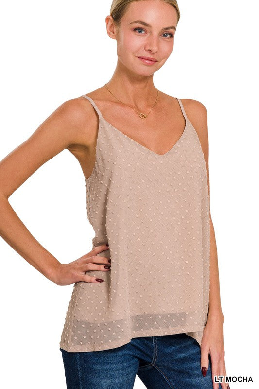 Swiss Dot Adjustable Strap Tank Top