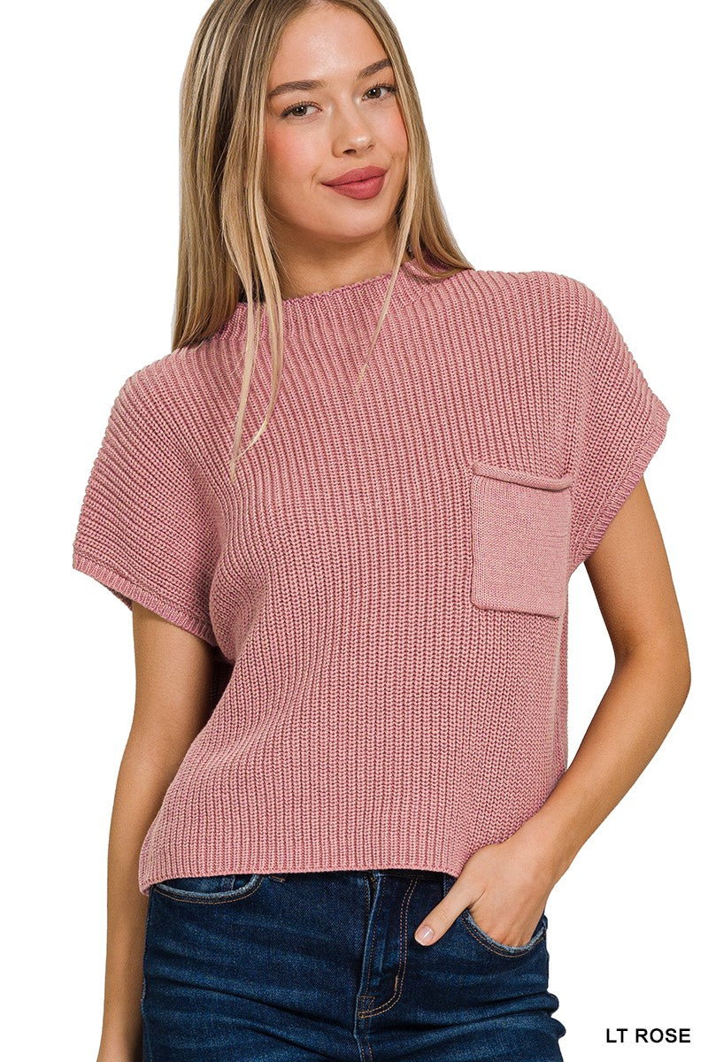 Belle's Rose Mock Neck Cropped Sweater