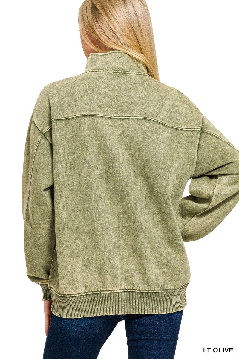 Acid Wash Fleece Quarter Zip