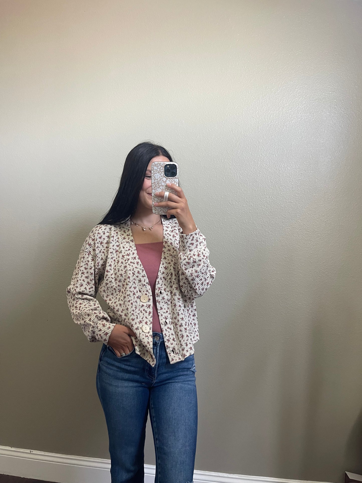 Floral cardigan top