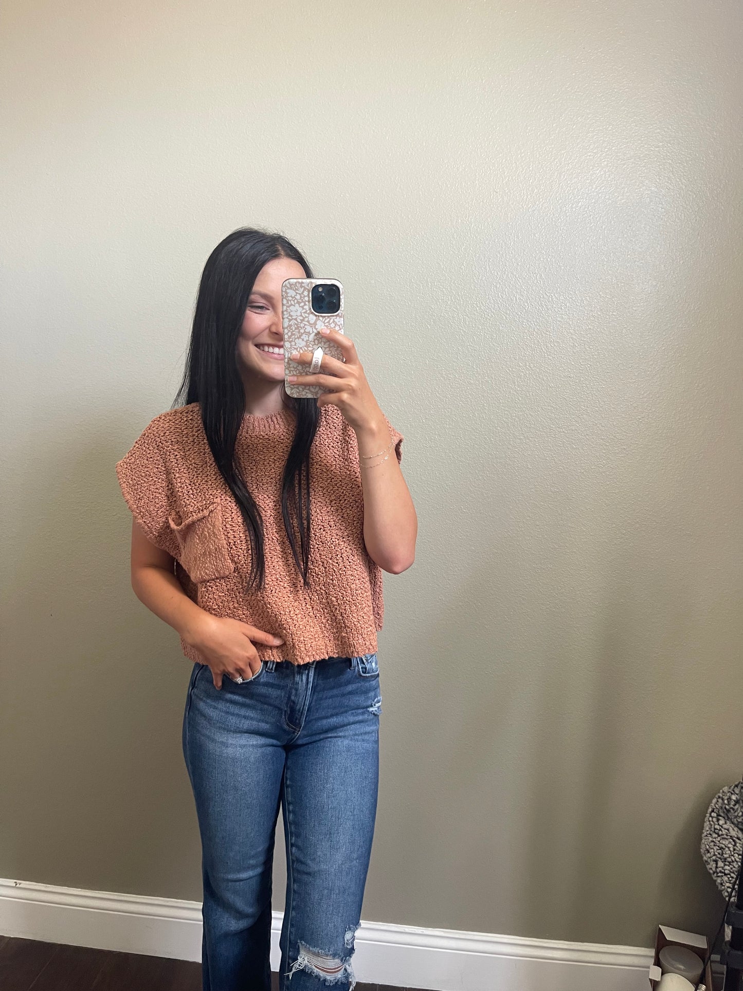 Lightweight cropped sweater top
