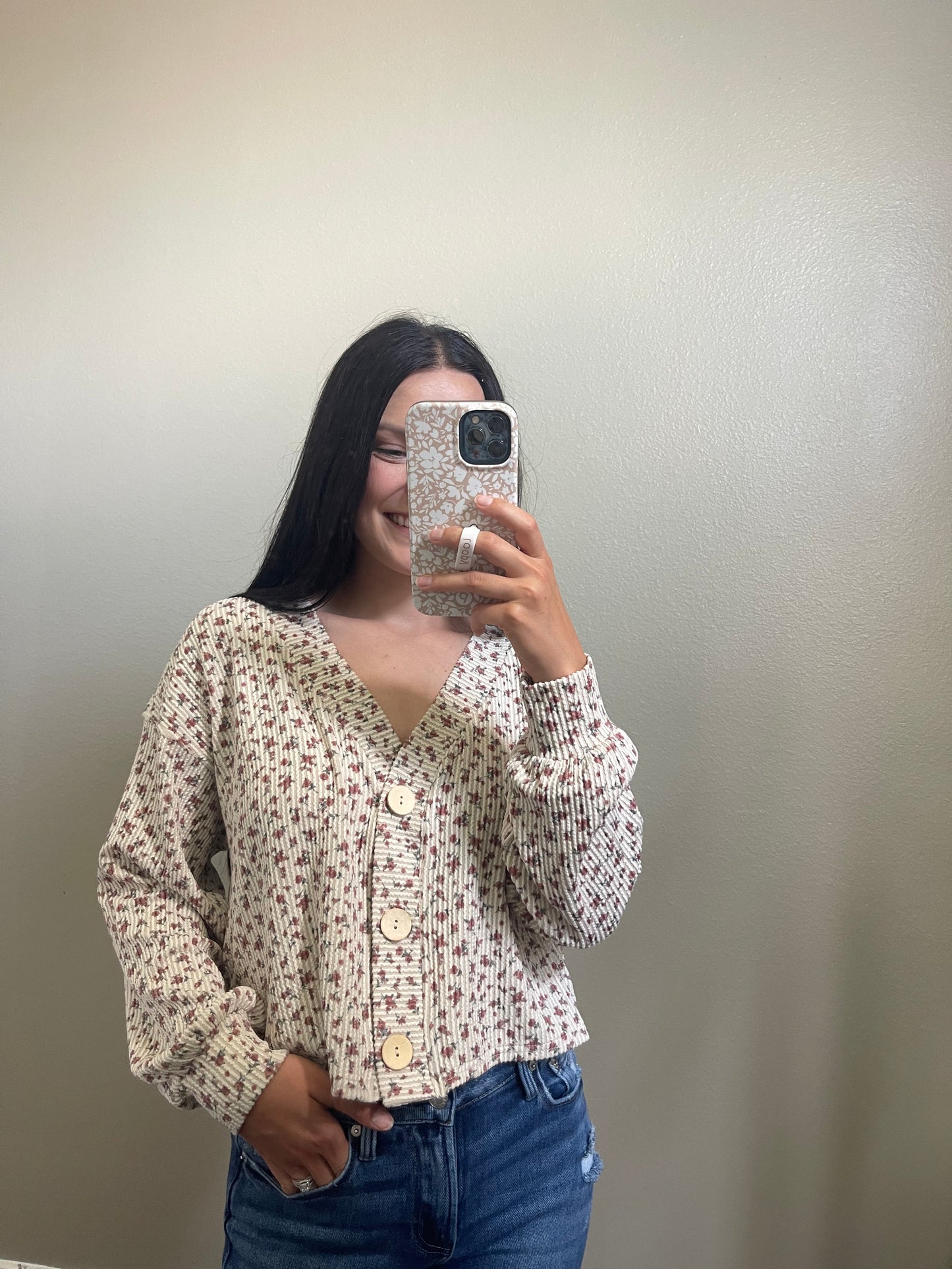 Floral cardigan top