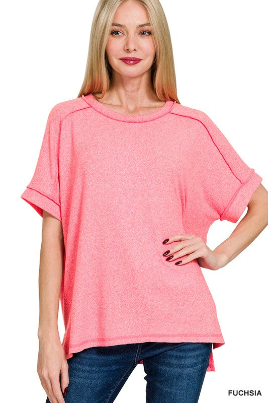 Super Soft Heathered Hi-Low Top