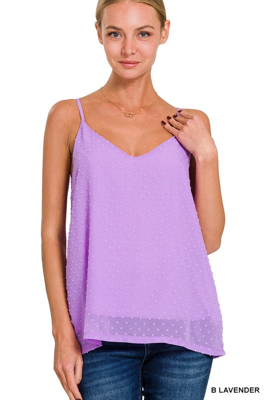 Swiss Dot Adjustable Strap Tank Top