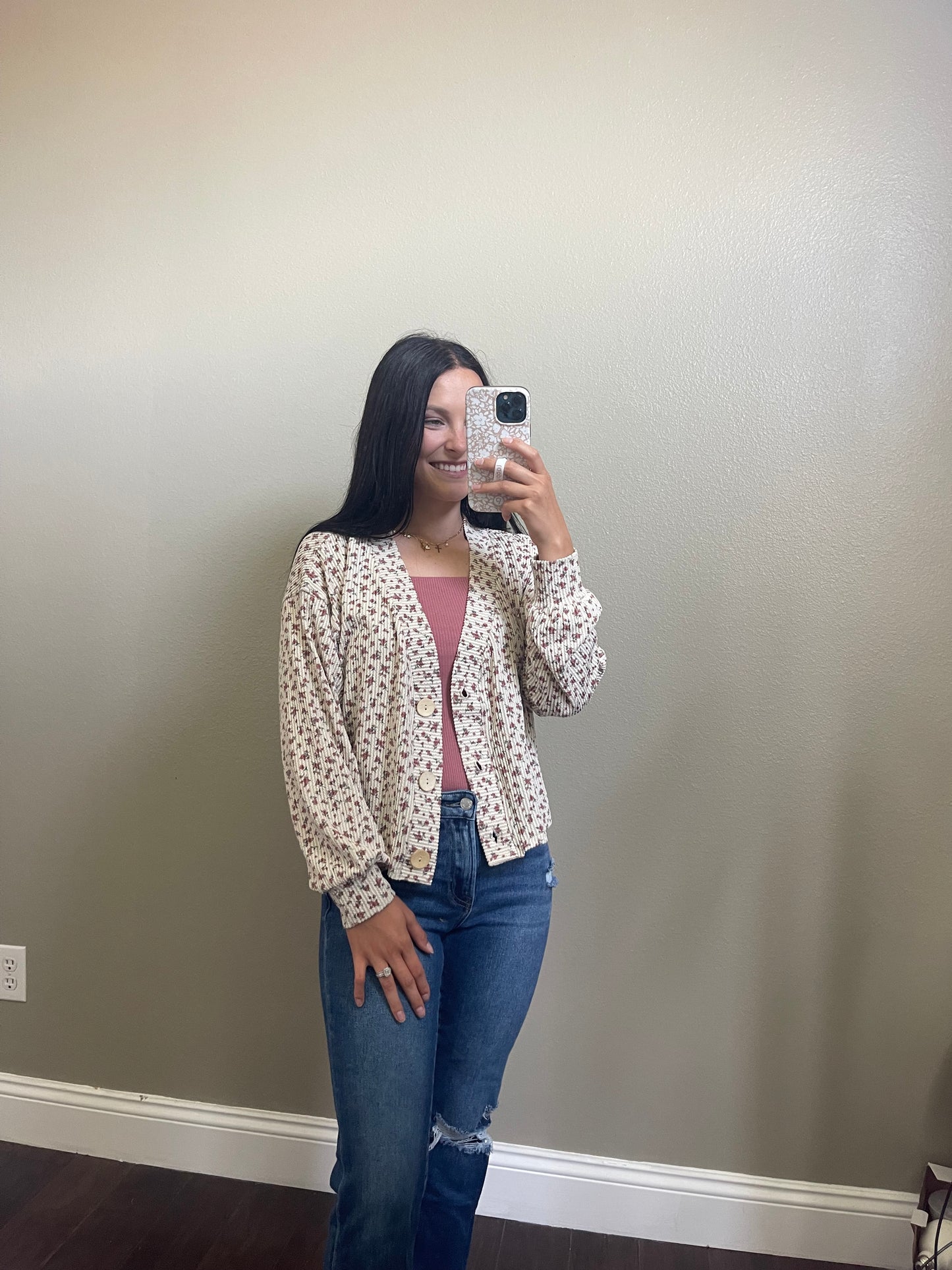 Floral cardigan top