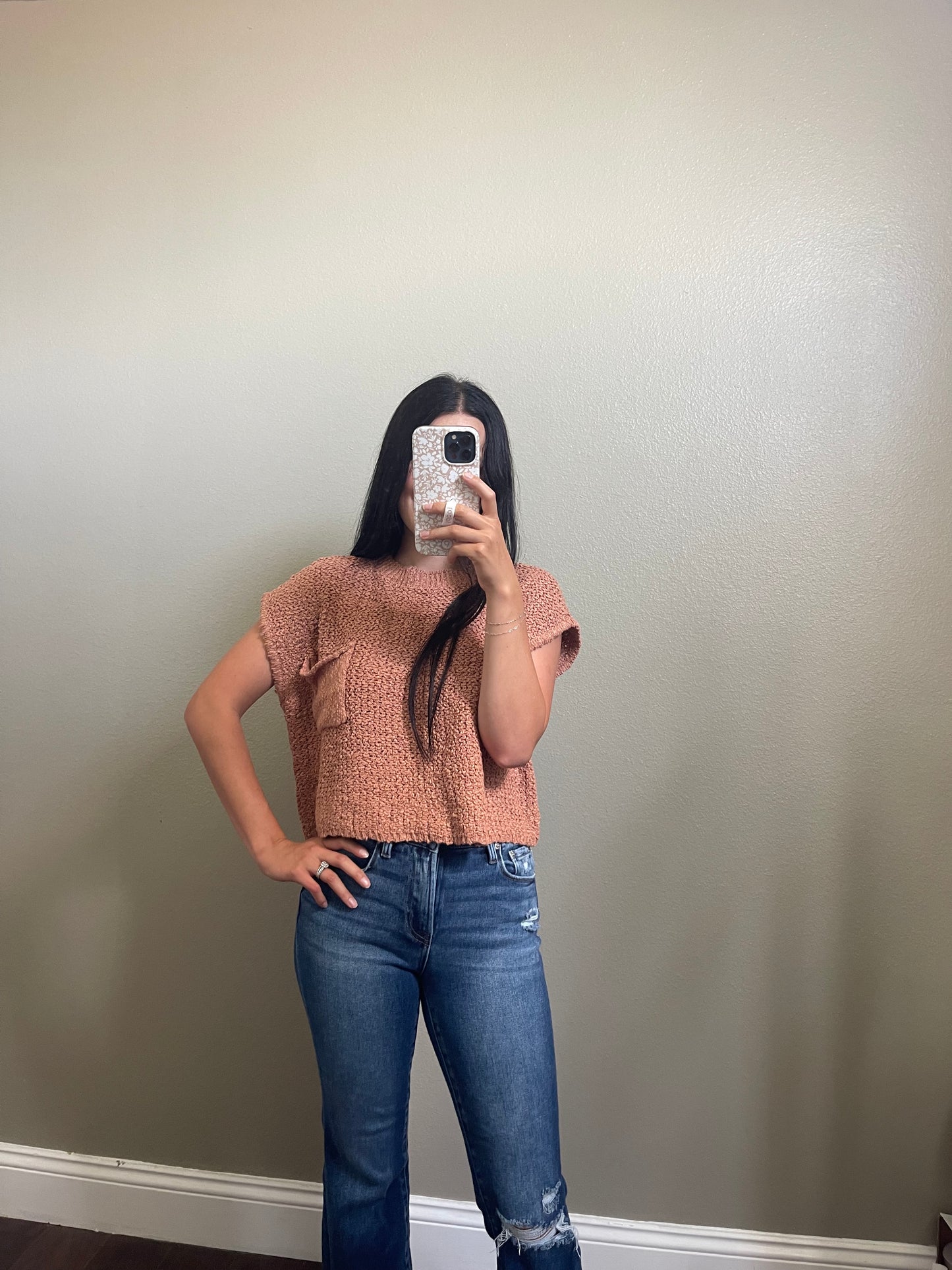 Lightweight cropped sweater top