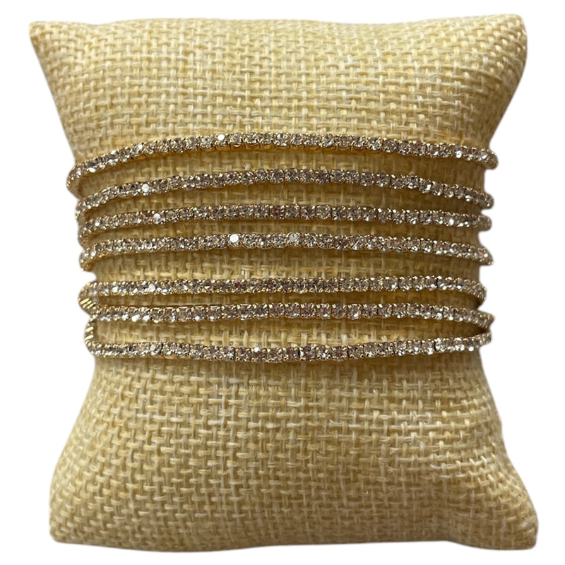 Gold Rhinestone Stretch 7 Piece Bracelet set
