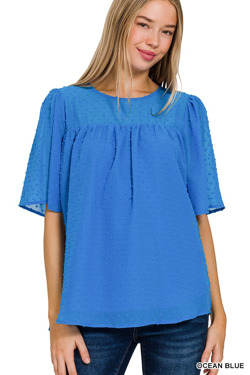 Blue Swiss Dot Dress Top