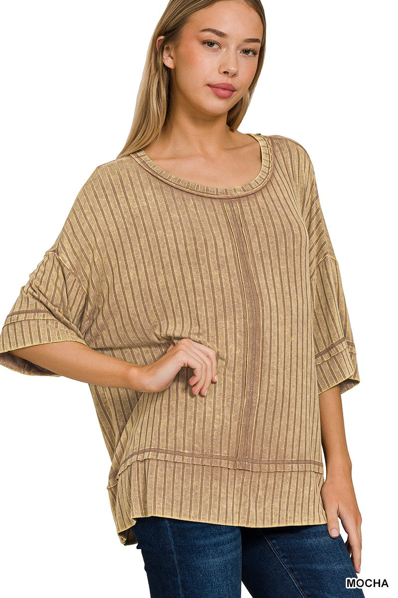Ribbed Half Sleeve Top