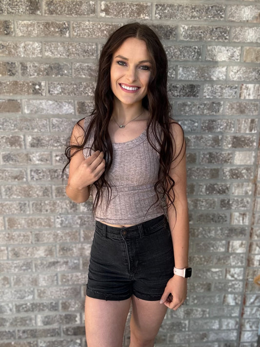 Mocha Ribbed Tank Top