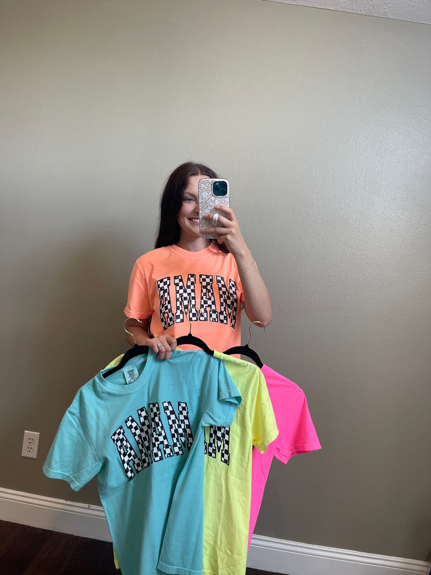 Neon Mama Checkered T Shirt
