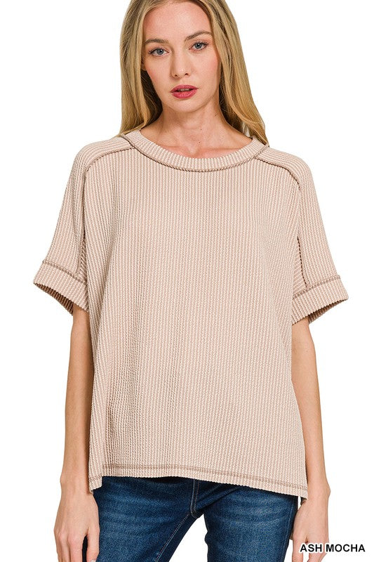 Ribbed Cuff Sleeve Top