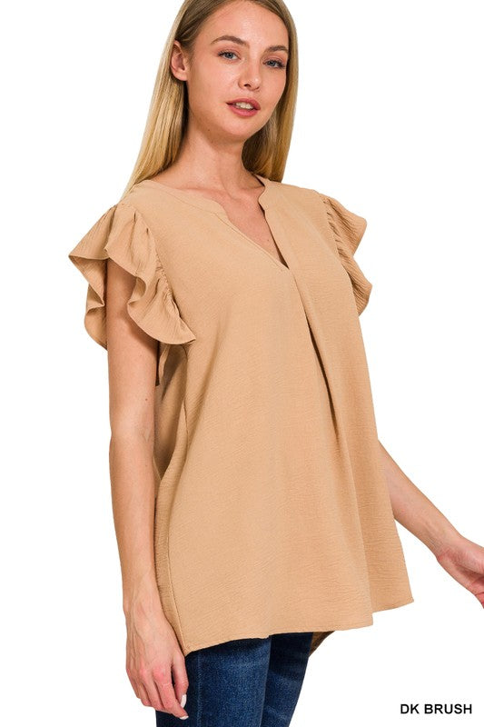 Brush Ruffle Sleeve Top