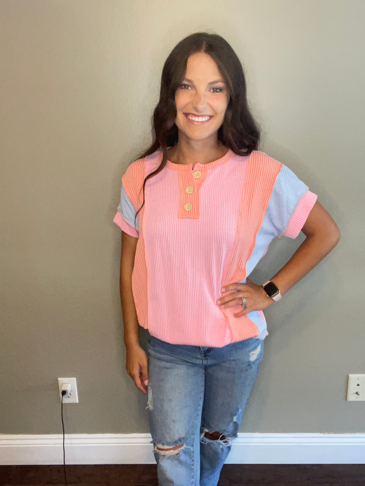 Bright Pink Color Block Top