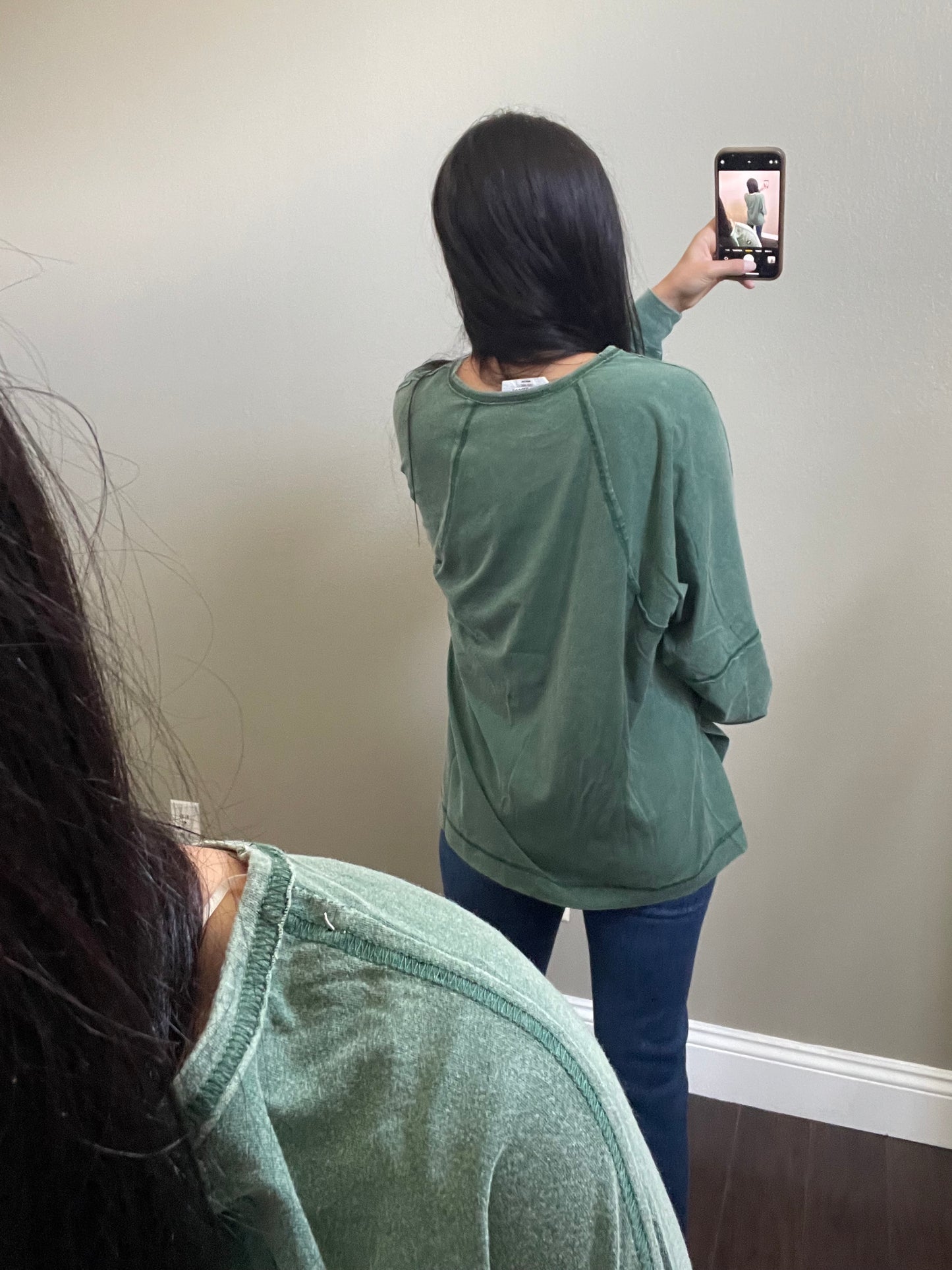 Hunter Green Long Sleeve Top