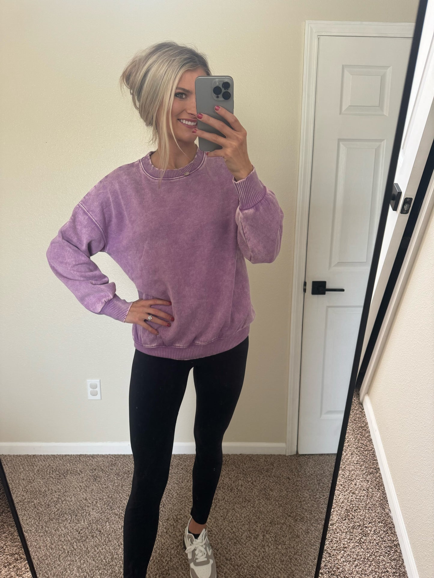 Purple Acid Wash Fleece Pullover