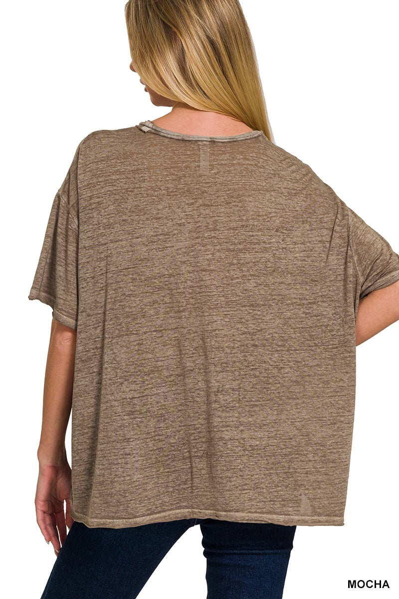 Lightweight Acid Wash Pocket Top