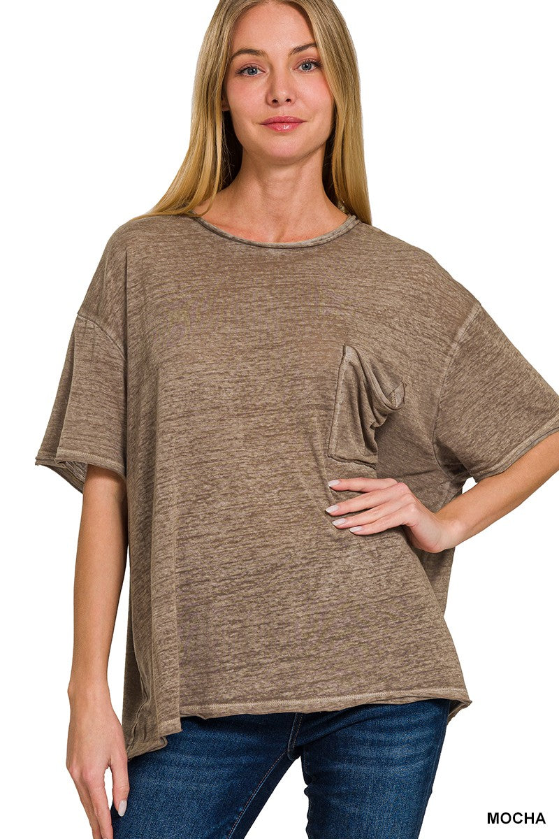 Lightweight Acid Wash Pocket Top