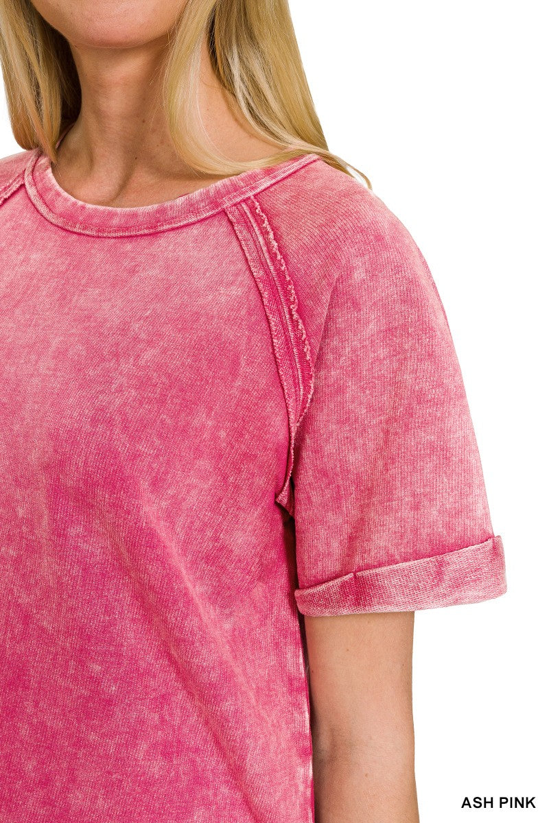 Hot Pink Acid Wash Top
