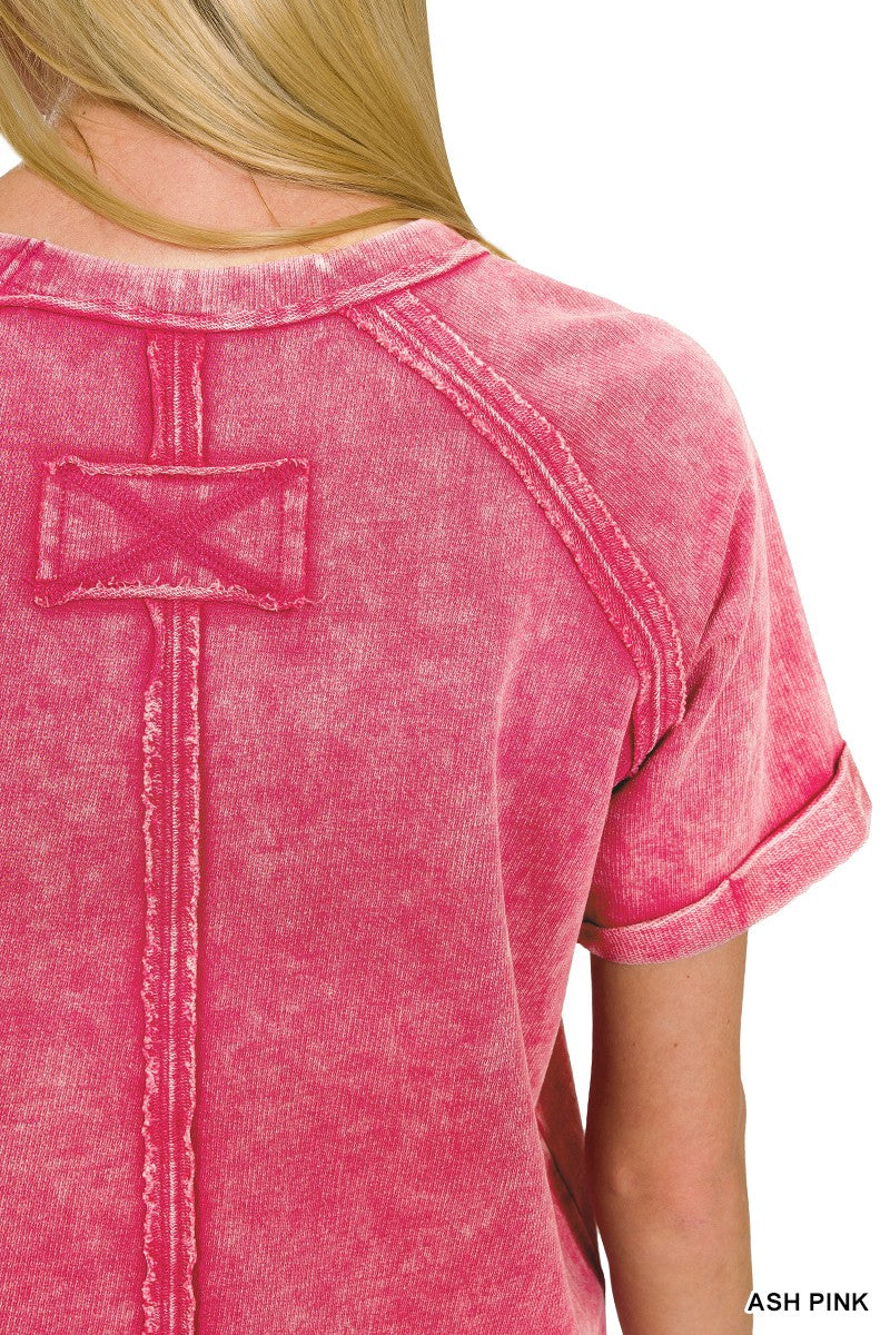 Hot Pink Acid Wash Top