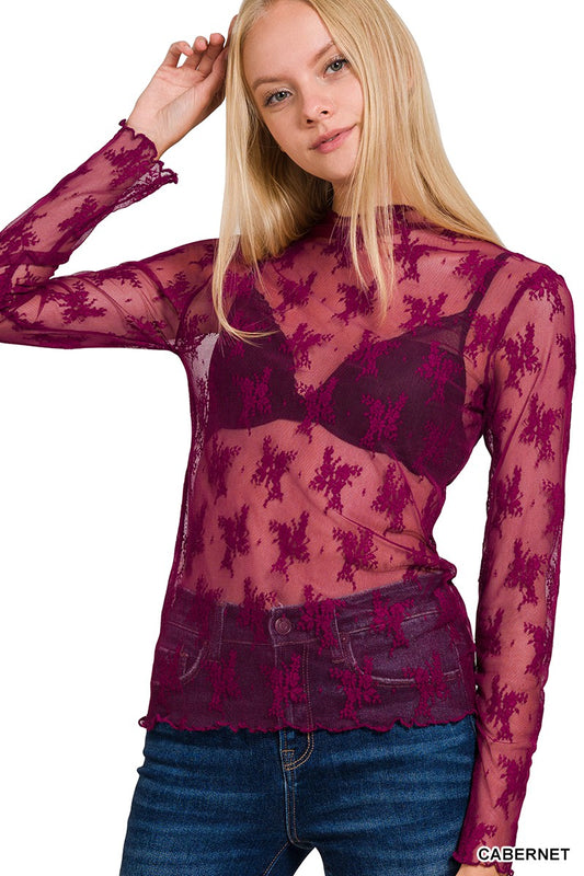 Cabernet See Through Lace Top