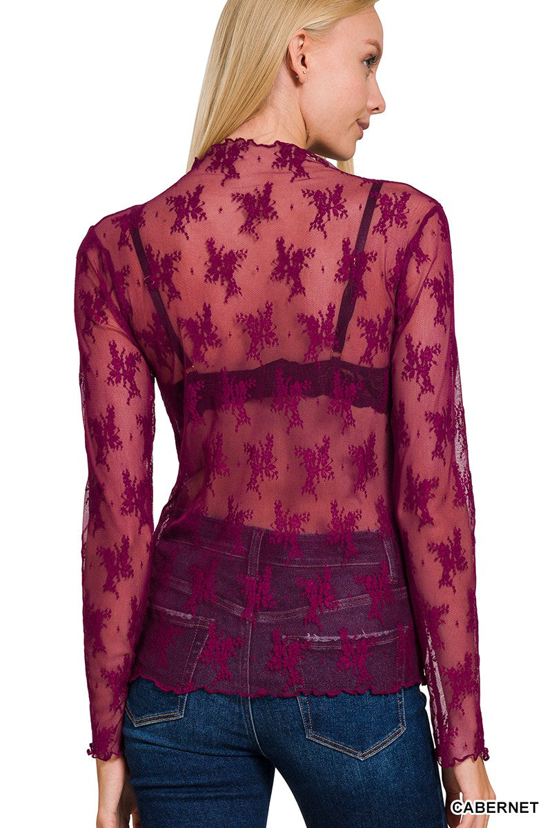 Cabernet See Through Lace Top