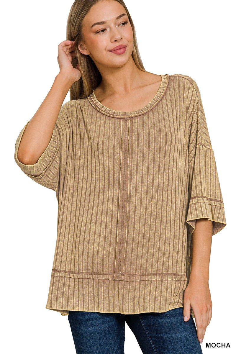 Ribbed Half Sleeve Top