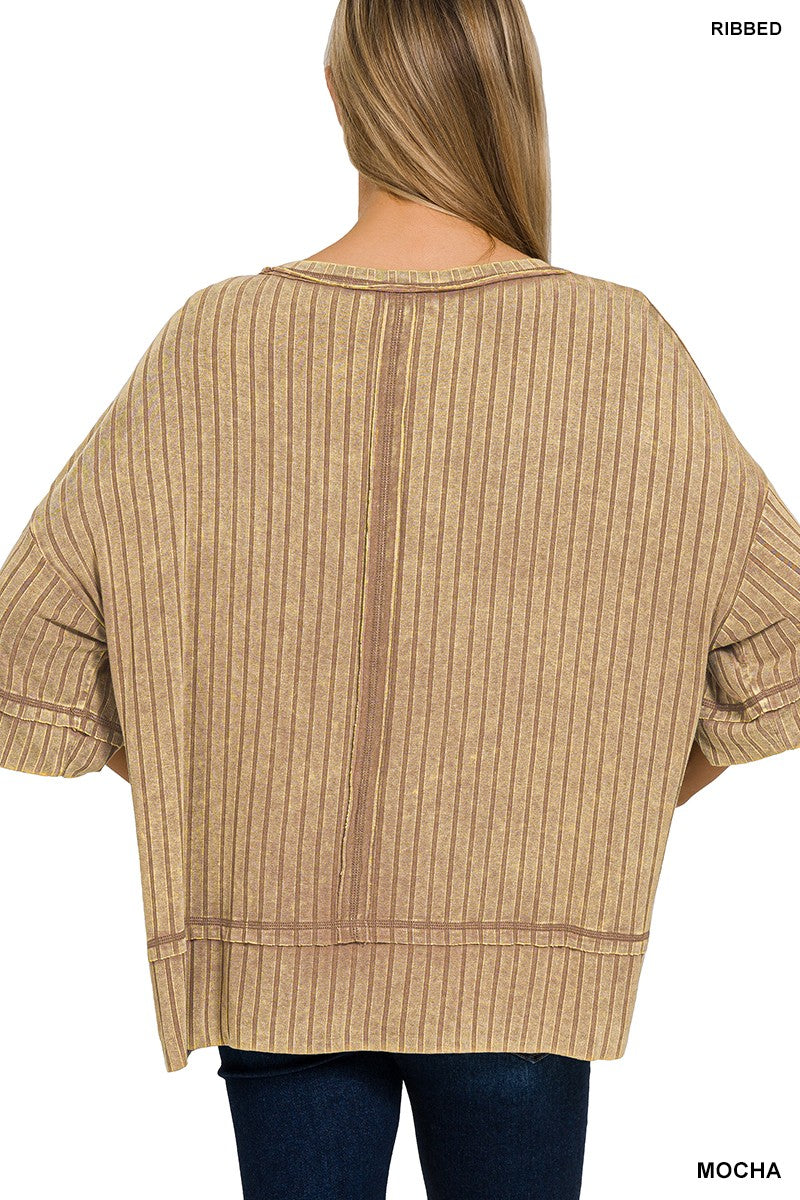 Ribbed Half Sleeve Top