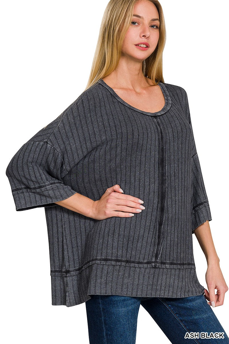 Ribbed Half Sleeve Top