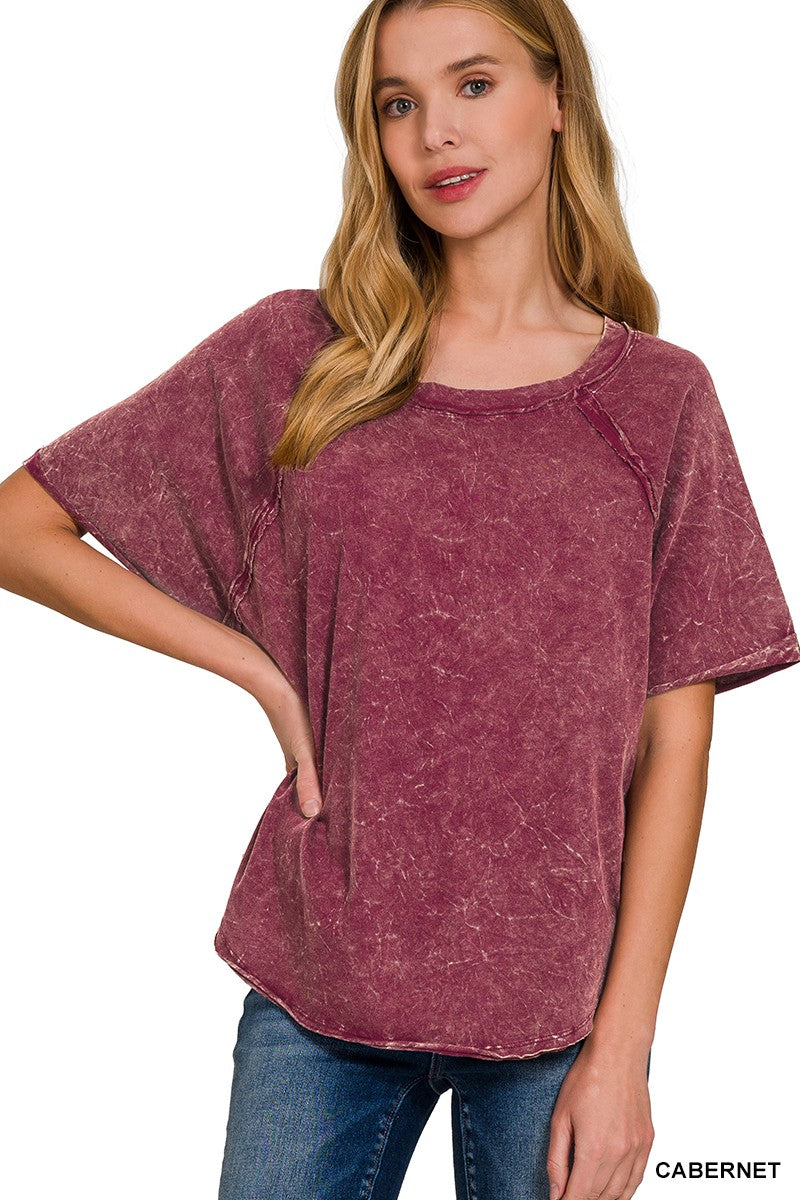 Maroon Acid Wash Top