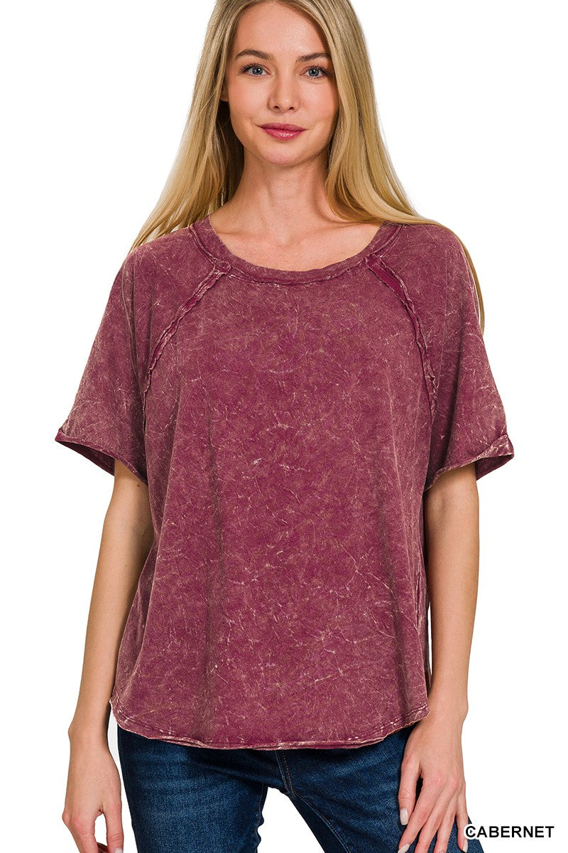 Maroon Acid Wash Top