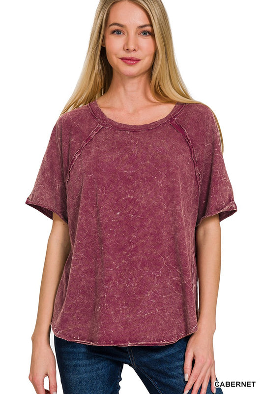 Maroon Acid Wash Top