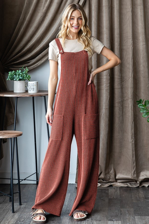 Sleeveless Ribbed Jumpsuit