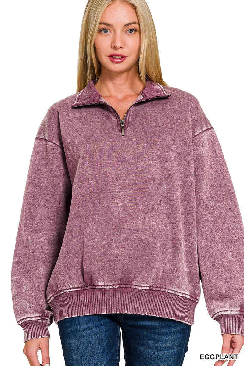 Acid Wash Fleece Quarter Zip