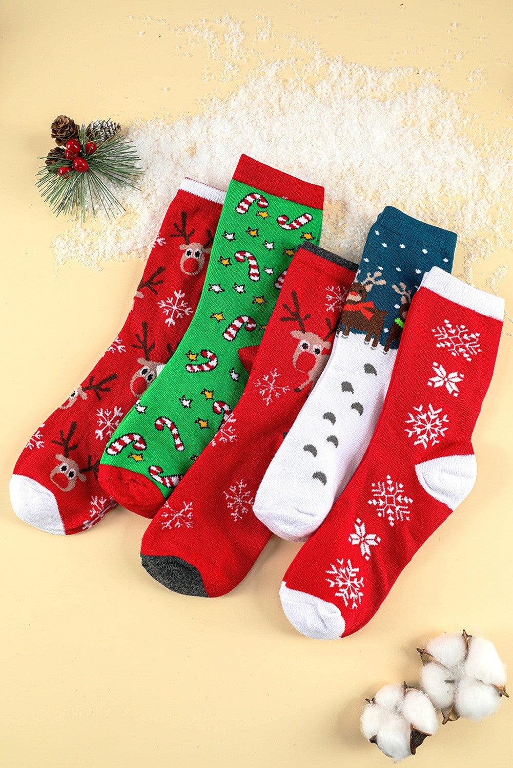 Set of 5 Christmas Socks