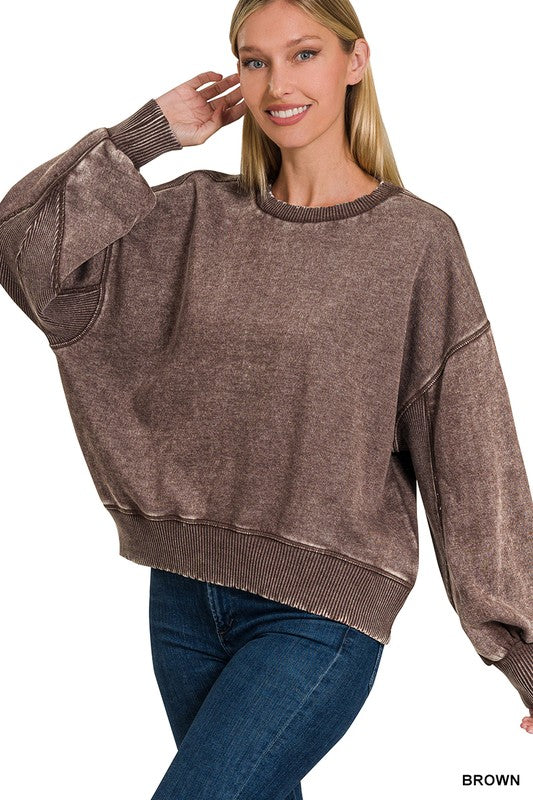 Brown Fleece Pullover Top