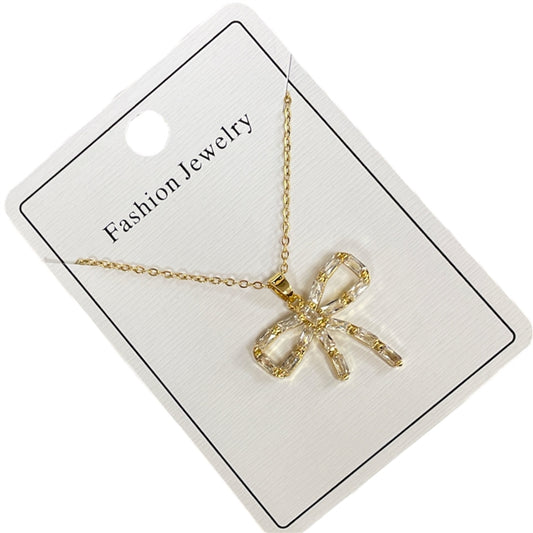 Rhinestone Bow Necklace