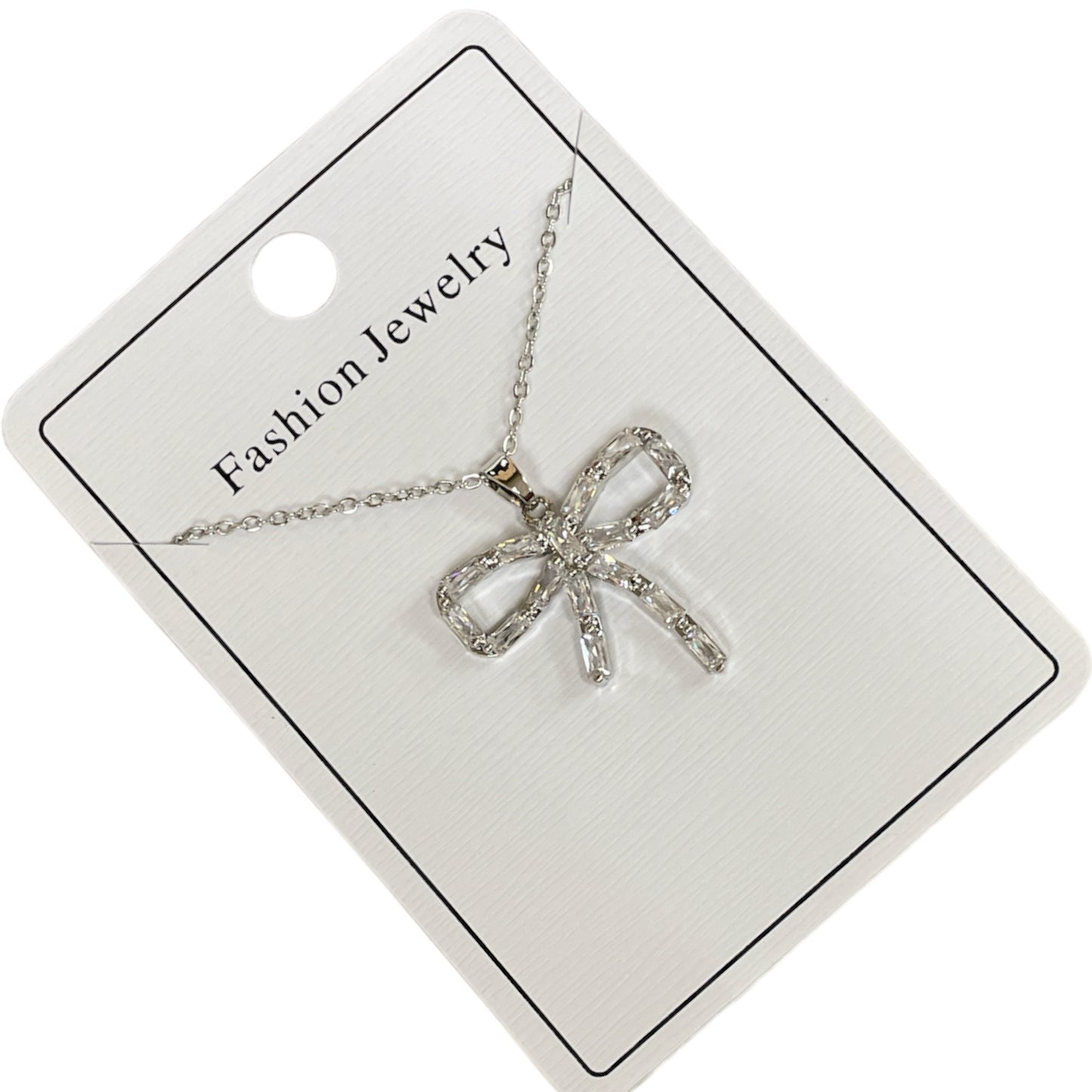 Rhinestone Bow Necklace