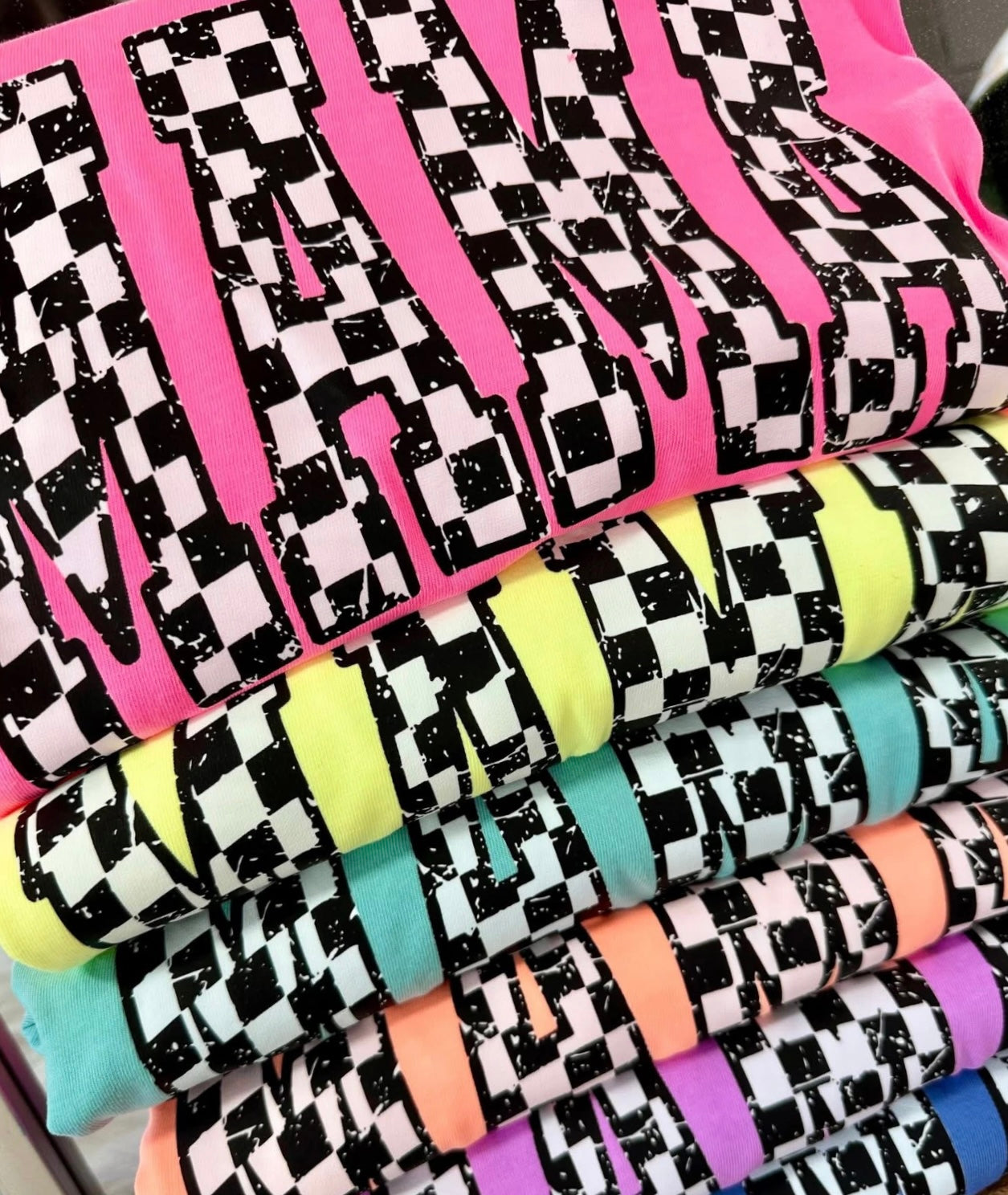 Neon Mama Checkered T Shirt