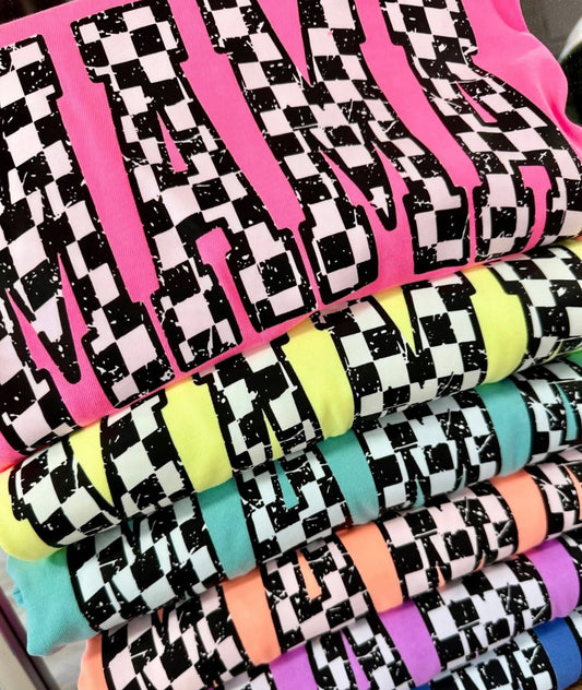 Neon Mama Checkered T Shirt