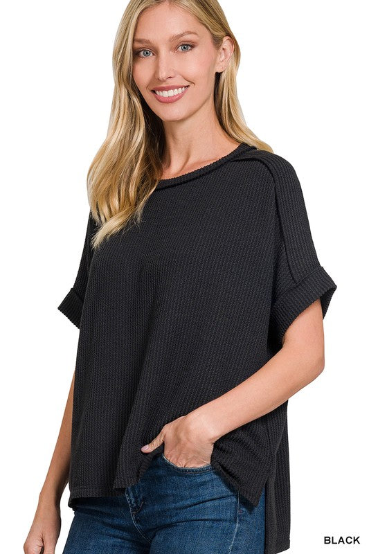 Ribbed Cuff Sleeve Top