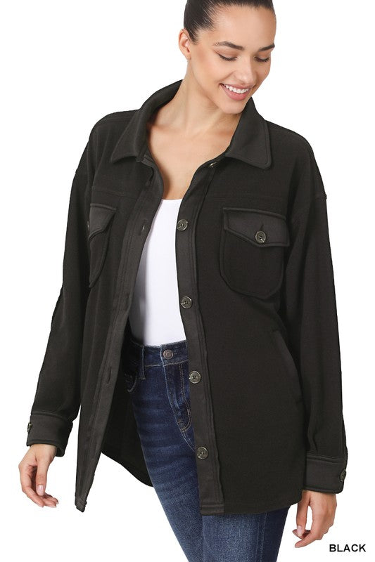 Oversized Fleece Shacket Top