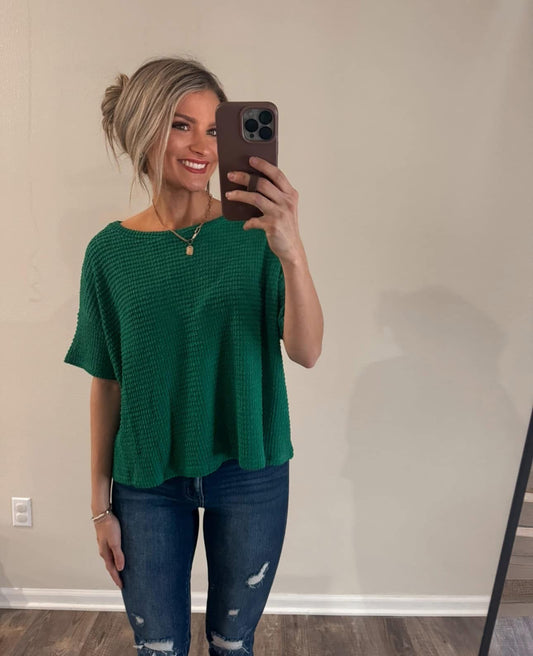Short Sleeve Waffle Knit Top