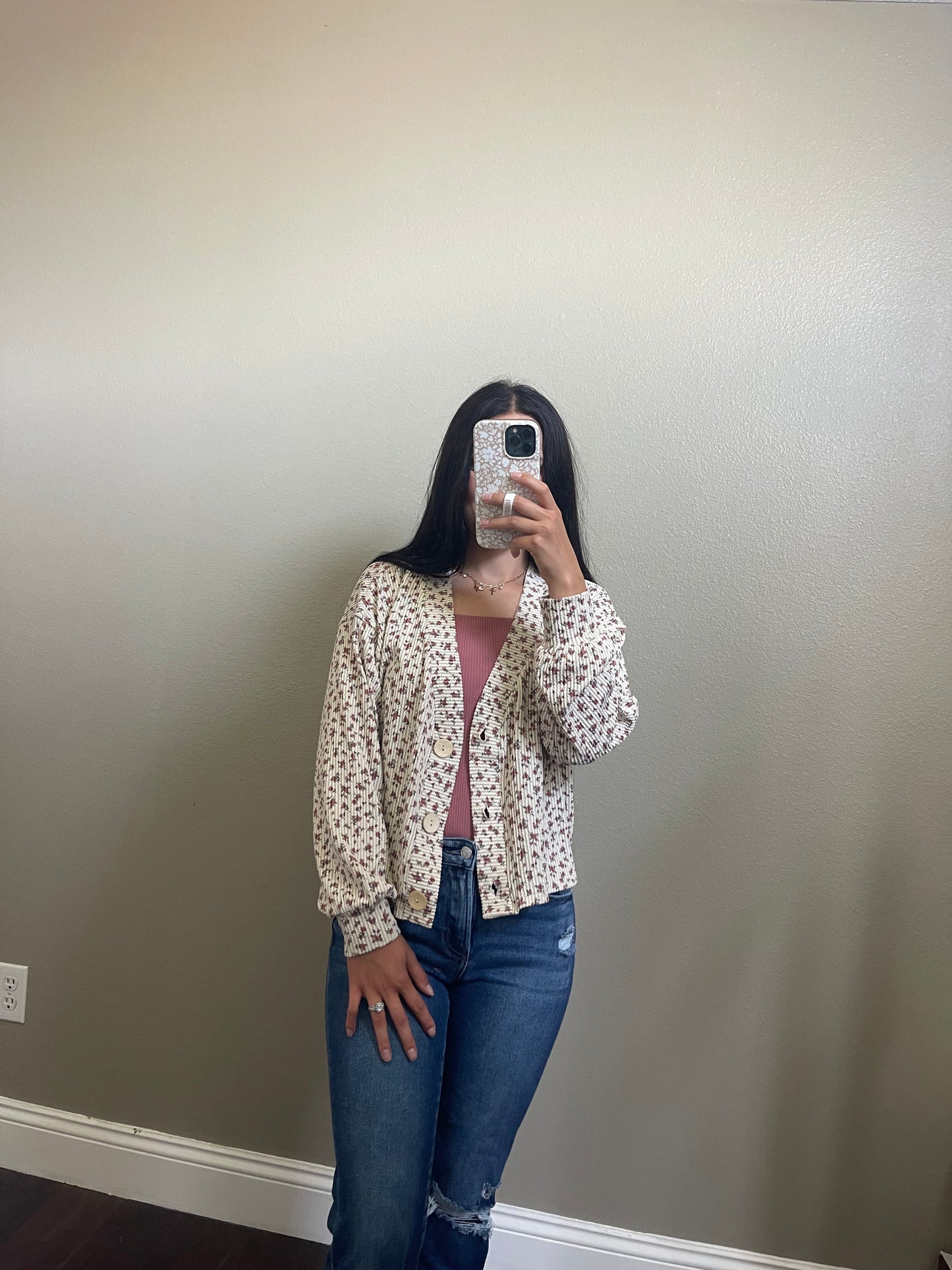 Floral cardigan top