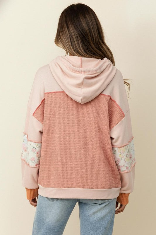 Floral colorblock hooded jacket