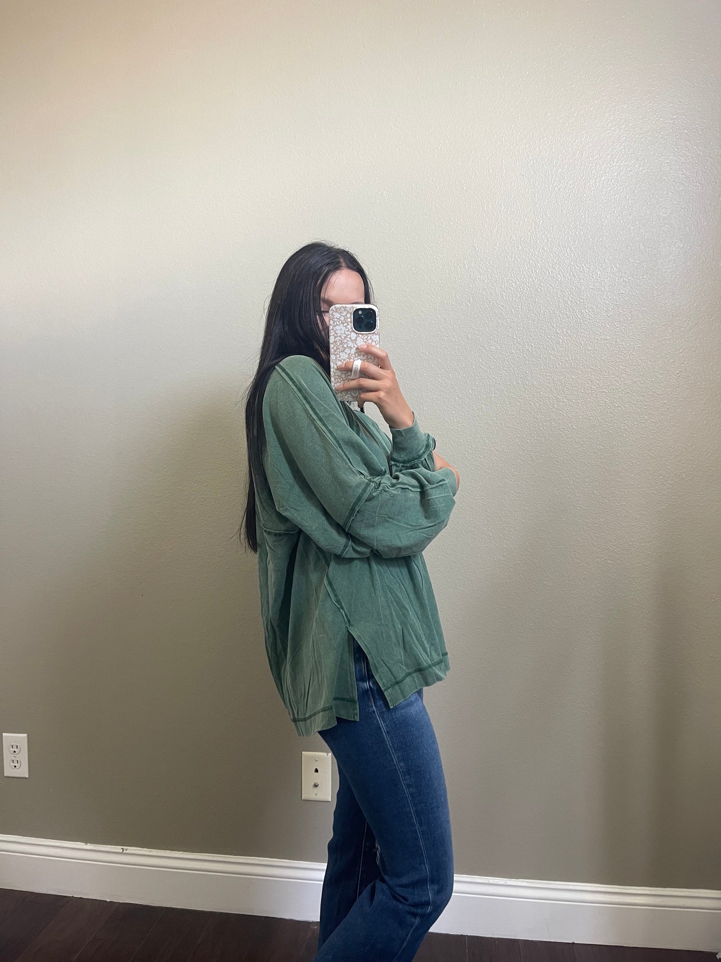 Hunter Green Long Sleeve Top