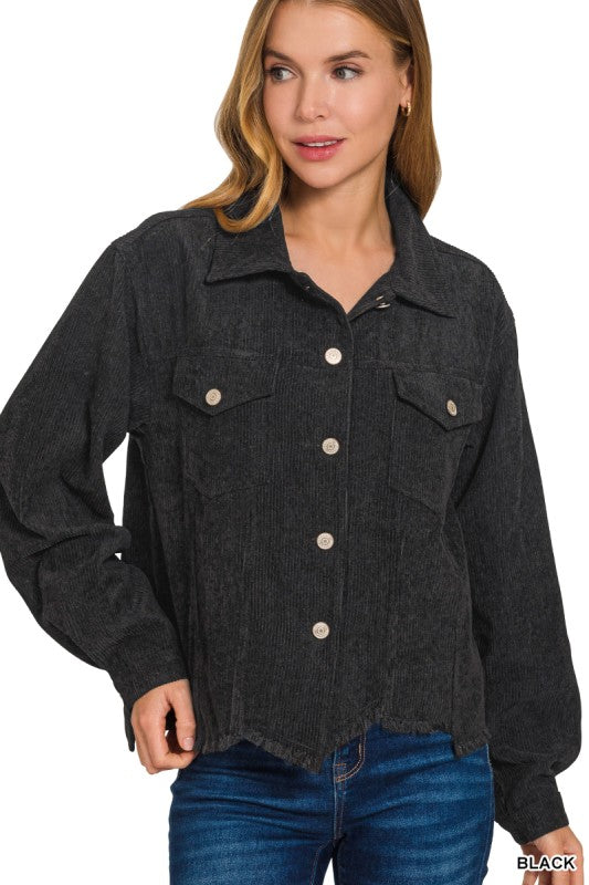 Distressed Corduroy Cropped Jacket