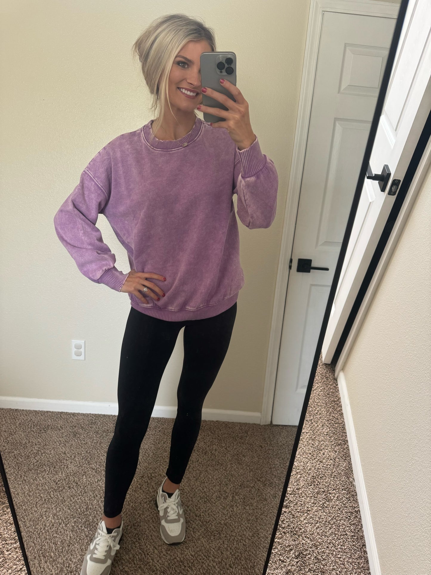 Purple Acid Wash Fleece Pullover