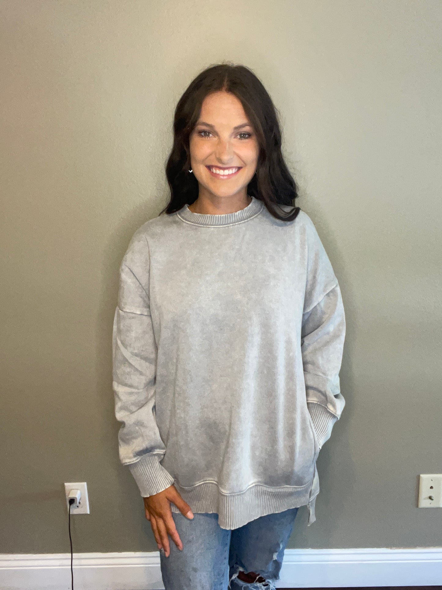 Sleet Acid Wash Fleece Pullover