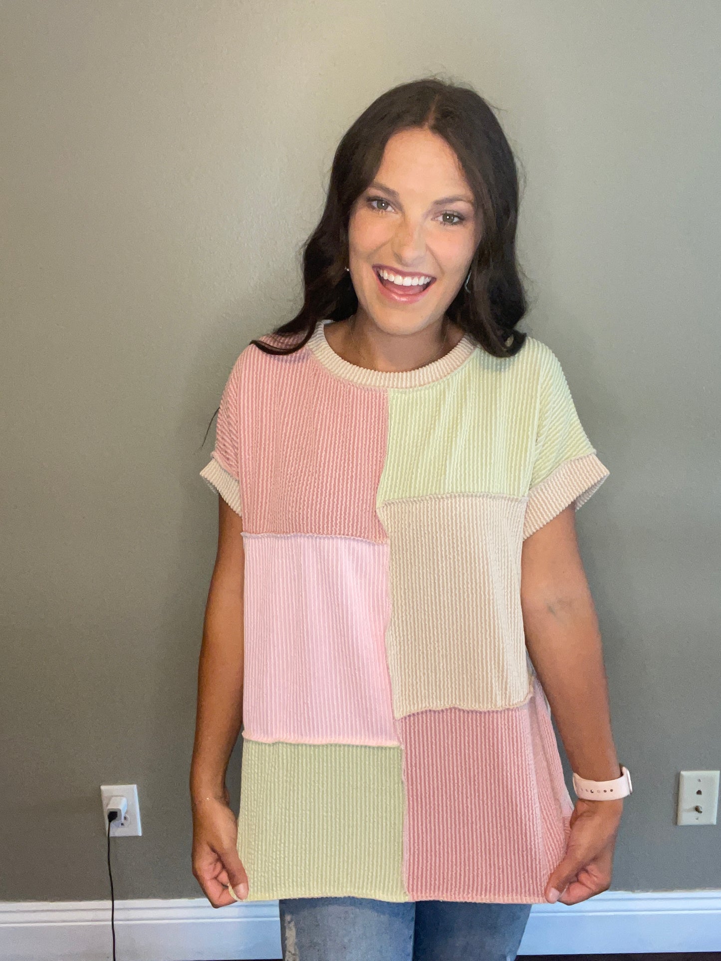 Multicolor Ribbed Top